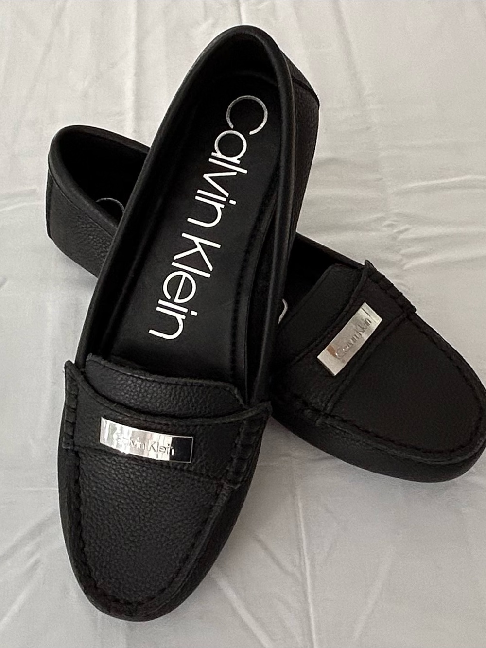 Calvin Klein Women’s Black Leather Driving Loafers